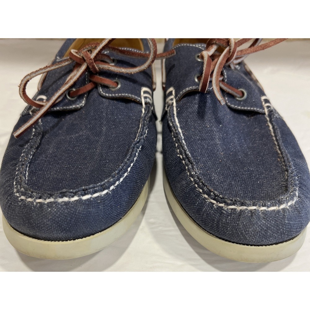 Peter Millar Seaside Washed Canvas Boat Shoes Mens Denim Blue MS17F01 Size 12 - Picture 8 of 10